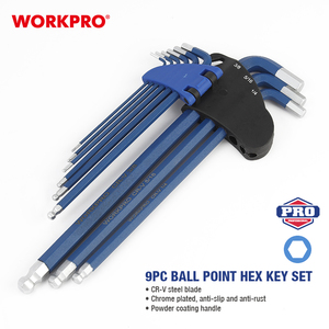 WORKPRO 9PC 1.5, 2, 2.5, 3, 4, 5, 6, 8 and 10mm Long Arm Ball Point <strong>Key</strong> Set Hex <strong>Key</strong> Wrenches Allen <strong>Key</strong> Set - Product Image 3