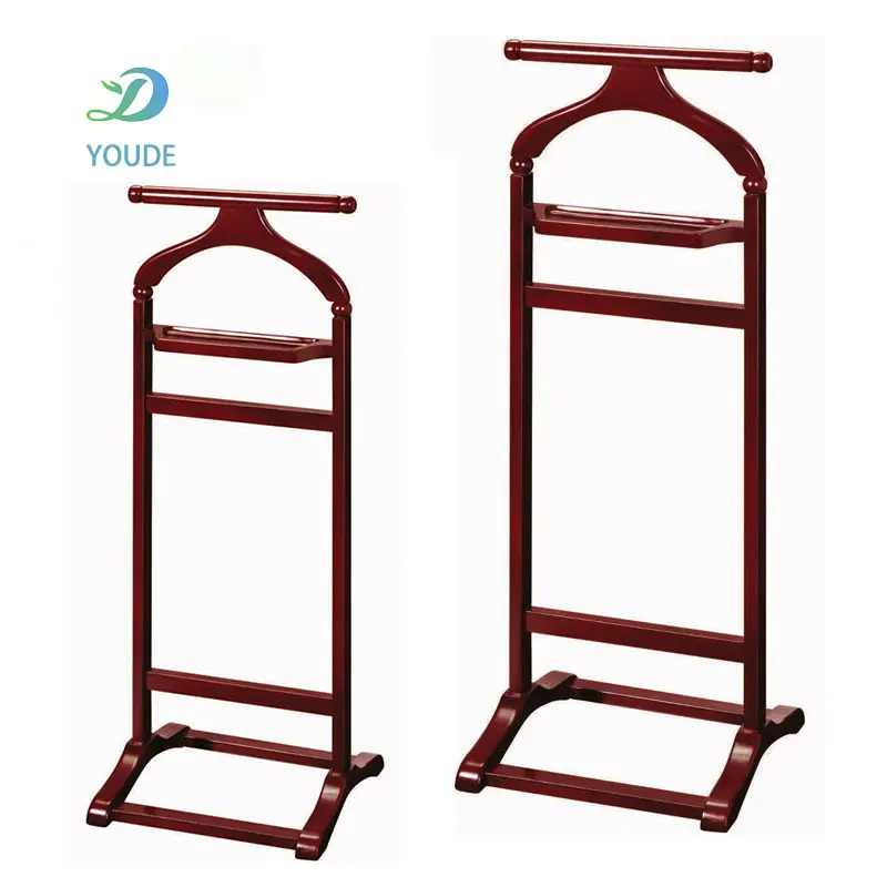 Market Wholesale Solid Wood Clothes Hanger Shoes Hanger Red Brown Wooden Coat Rack