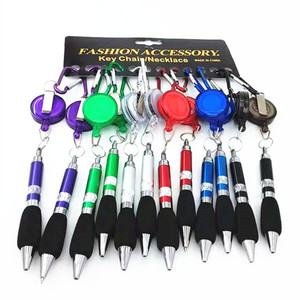 新款金属线绘图笔抽绳圆珠笔挂绳线书写Peeychain易拉笔文具 - Product Image 1