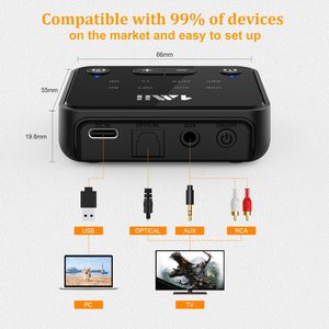 1Mii Bluetooth 5.3 <strong>Audio</strong> Transmitter AUX &amp; Optical <strong>Interface</strong> Bluetooth Adapter the Finest Wireless Headphones Transmitter for TV - Product Image 6