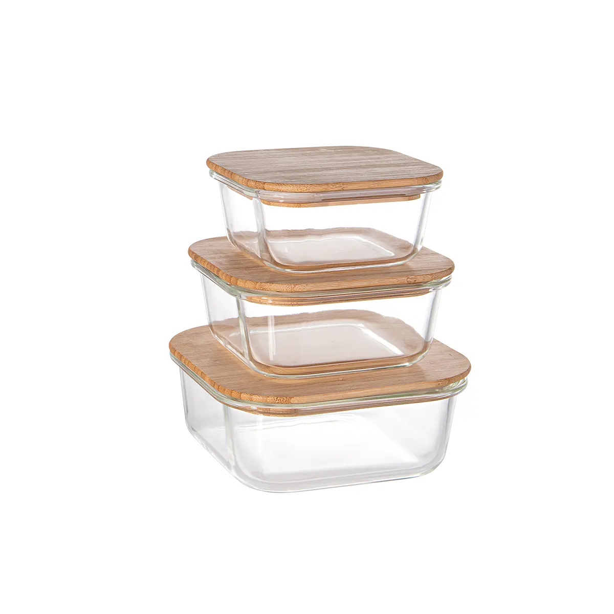 Factory glass borosilicate food storage container with bamboo lid fruit salad vegetable bowl glass lunch box
