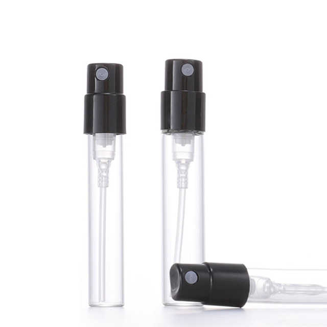Garrafa de perfume de viagem 1.5ml 2ml, garrafa de vidro portátil vazia para perfume, cosméticos, pequena garrafa