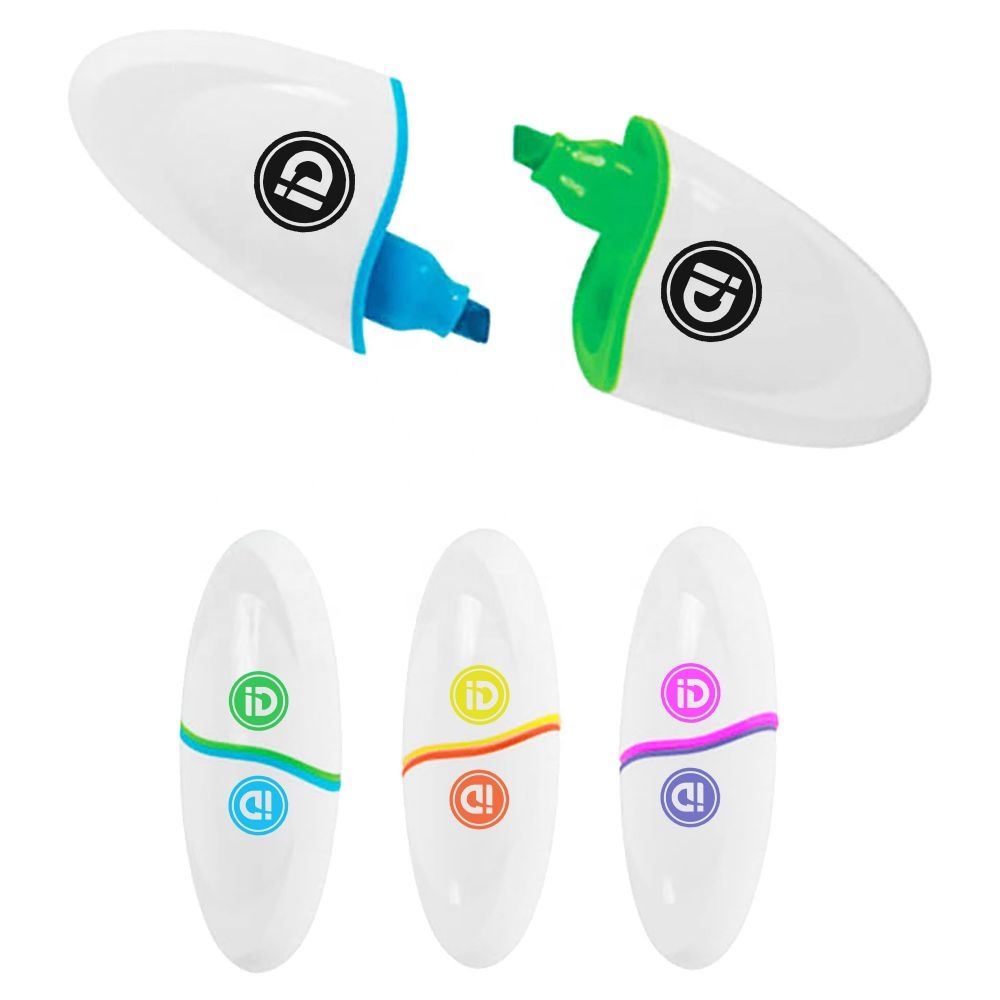 Wholesale new arrival promotional gifts 2 color combined oval highlighter stationery pen good for custom logo Wholesale new arrival promotional gifts 2 color combined oval highlighter stationery pen good for custom logo