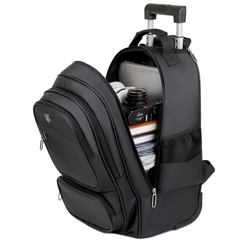 New design trolley travelling business school waterproof polyester laptop backpack rolling wheel backpack