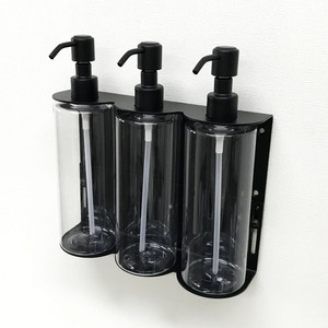 Anti pas 200ml, 300ml, 500ml cam veya PET şişeler teleskopik hepsi bir arada metal siyah üçlü üç odası sabunluk tutucu