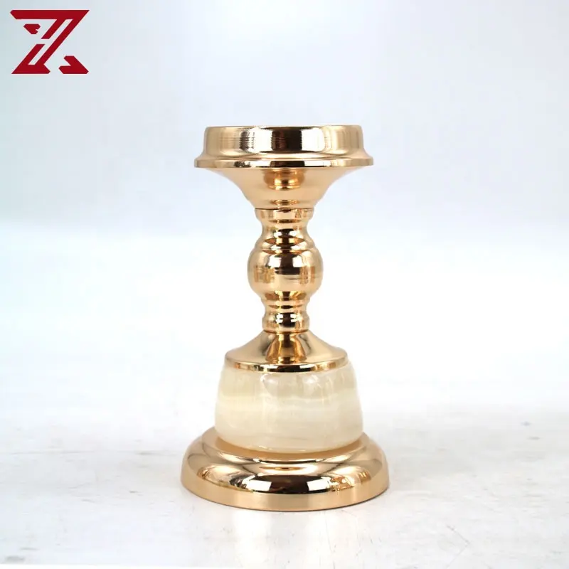 Wedding Candle Decorative Candle Holder Factory Direct Metal Gold Candlestick High End Fashion Jade Candle Holder Decor For Wedding Centerpieces