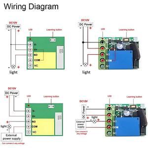 433MHz Universal Wireless-Fernbedienung schalter DC 12V 1CH Relais empfänger modul HF-Sender Momentan-Kipp verriegelung für Gate - Product Image 6