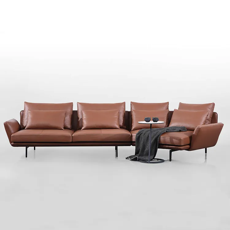 Móveis de sofá italianos em couro, conjunto de sofá e móveis nórdicos para sala de estar em couro