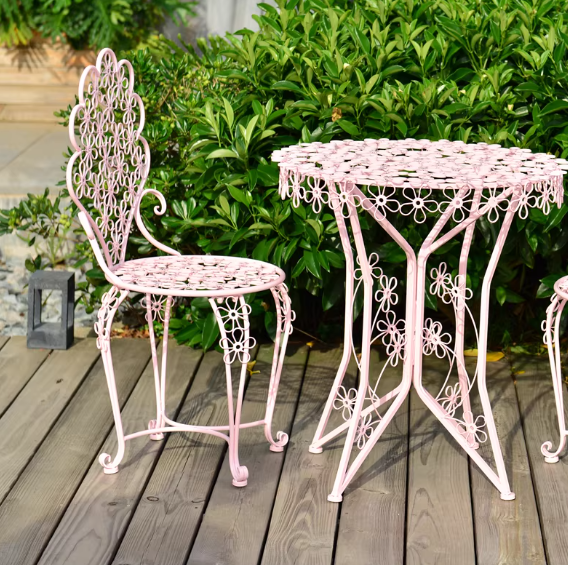 One table and one chair (pink)