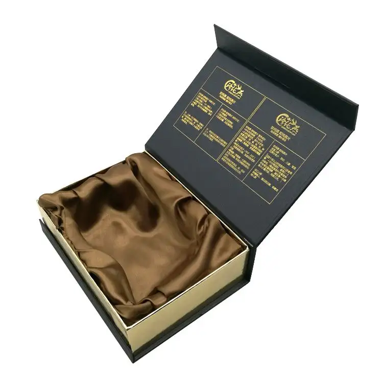 Logo personalizzato lamina d'oro stampa coperchio magnetico pieghevole confezione nera nido d'uccello confezione regalo con scatole
