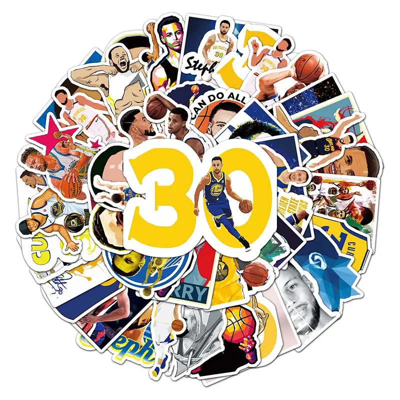 50 * جودة عالية الهاتف المحمول كرة السلة نجم الفينيل PVC ملصق طباعة نجوم ملصقات ستيفن كاري