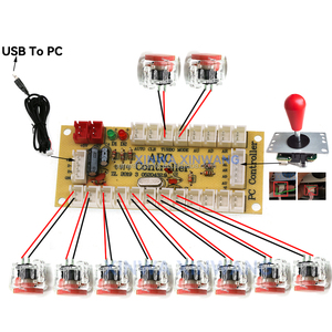 Zero Delay DIY <strong>Arcade</strong> Stick Kit Clear Push Buttons <strong>USB</strong> Board <strong>Controller</strong> PC <strong>Raspberry</strong> <strong>Pi</strong> TV Box Mame Neo Geo Coin Pusher Plastic
