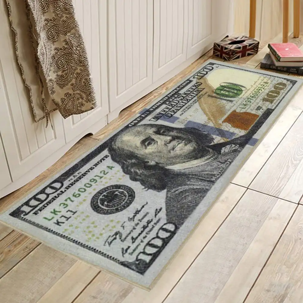 Alfombra impresa personalizada con imagen de dinero, tapete de puerta con patrón de dólar personalizado