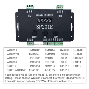 DC5V-24V SP201E DMX512 dekoder destek adreslenebilir piksel LED ve RGBWW 5 kanal LED şerit ışıkları - Product Image 6