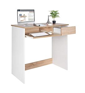 Mesa de estudio para ordenador, escritorio de madera con cajones de armario y bandeja de teclado, mesa de PC de escritorio - Product Image 2