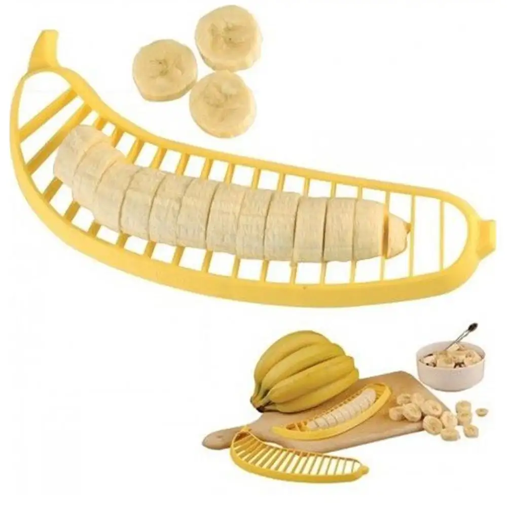 أدوات المطبخ قطاعة يدوية للفواكه والبلاستيك قطاعة شرائح الموز للسلطة