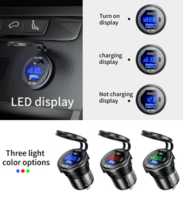 大功率输出12V/24V 18W QC3.0 USB + 45W PD usb-c铝制汽车充电器插座，带发光二极管电压表 - Product Image 4