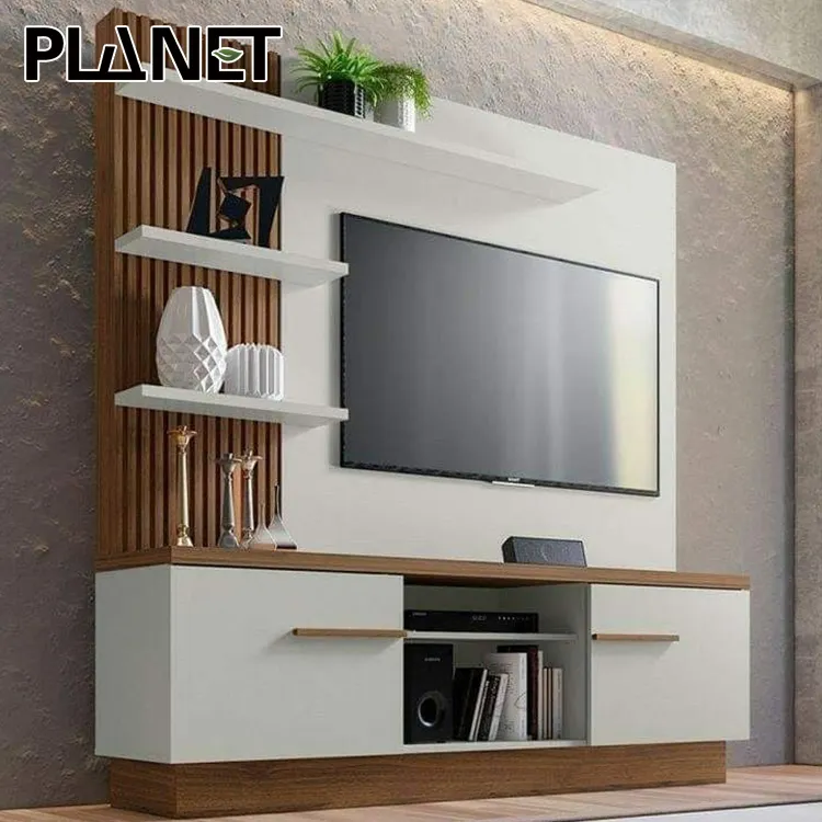 Conjunto de muebles modernos y sencillos para sala de estar, muebles decorativos con diseño de puerta de vidrio para Tv