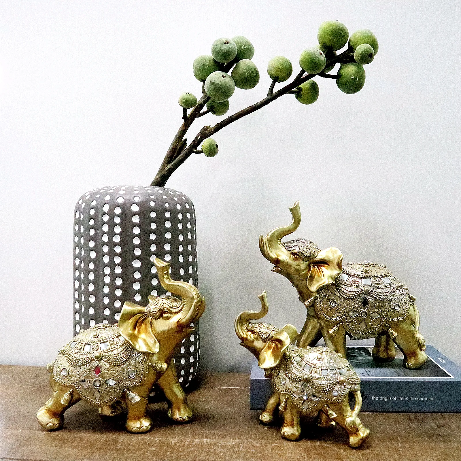 Statue artificiali dell'elefante del mestiere della resina della decorazione della figurina della figurina della resina fortunata per la decorazione domestica