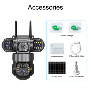 Güneş kamera 4G fabrika fiyat 3 Lens 3 görünümleri kablosuz güvenlik kamerası ağ 4G güvenlik kamera PTZ gece görüş otomatik takip - Product Image 6