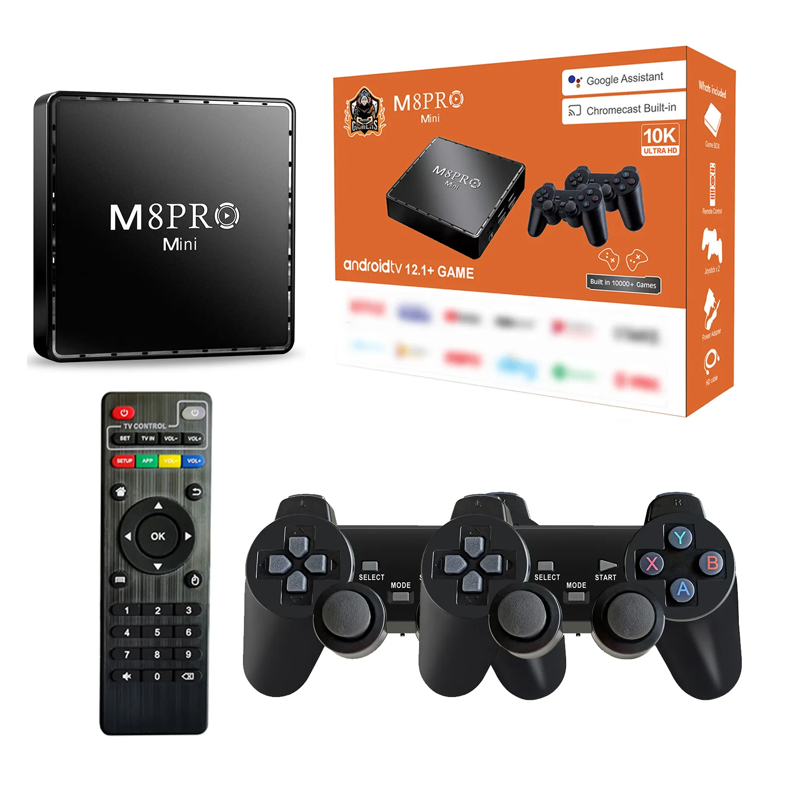 M8 Pro Mini Jogo TV Box Android 12 Jogos Dual system H313 64G 4k smart Original Retro Video Game Console 2.4G Wilress Controller