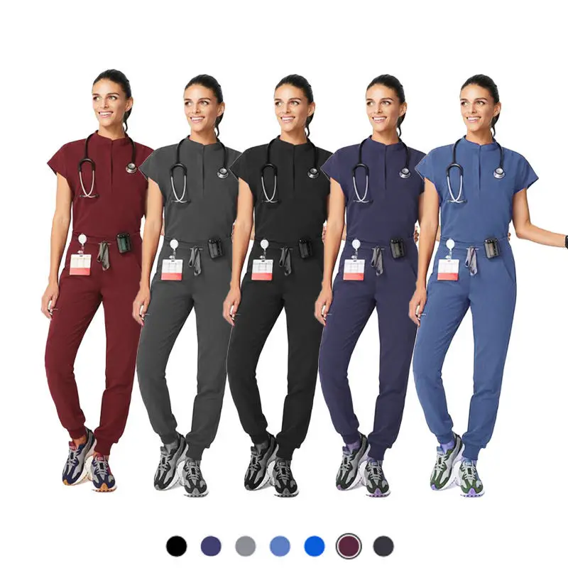 Conjunto de uniformes médicos de moda personalizados para mujer, uniformes médicos, uniformes de enfermera de hospital, conjuntos de uniformes con logotipo