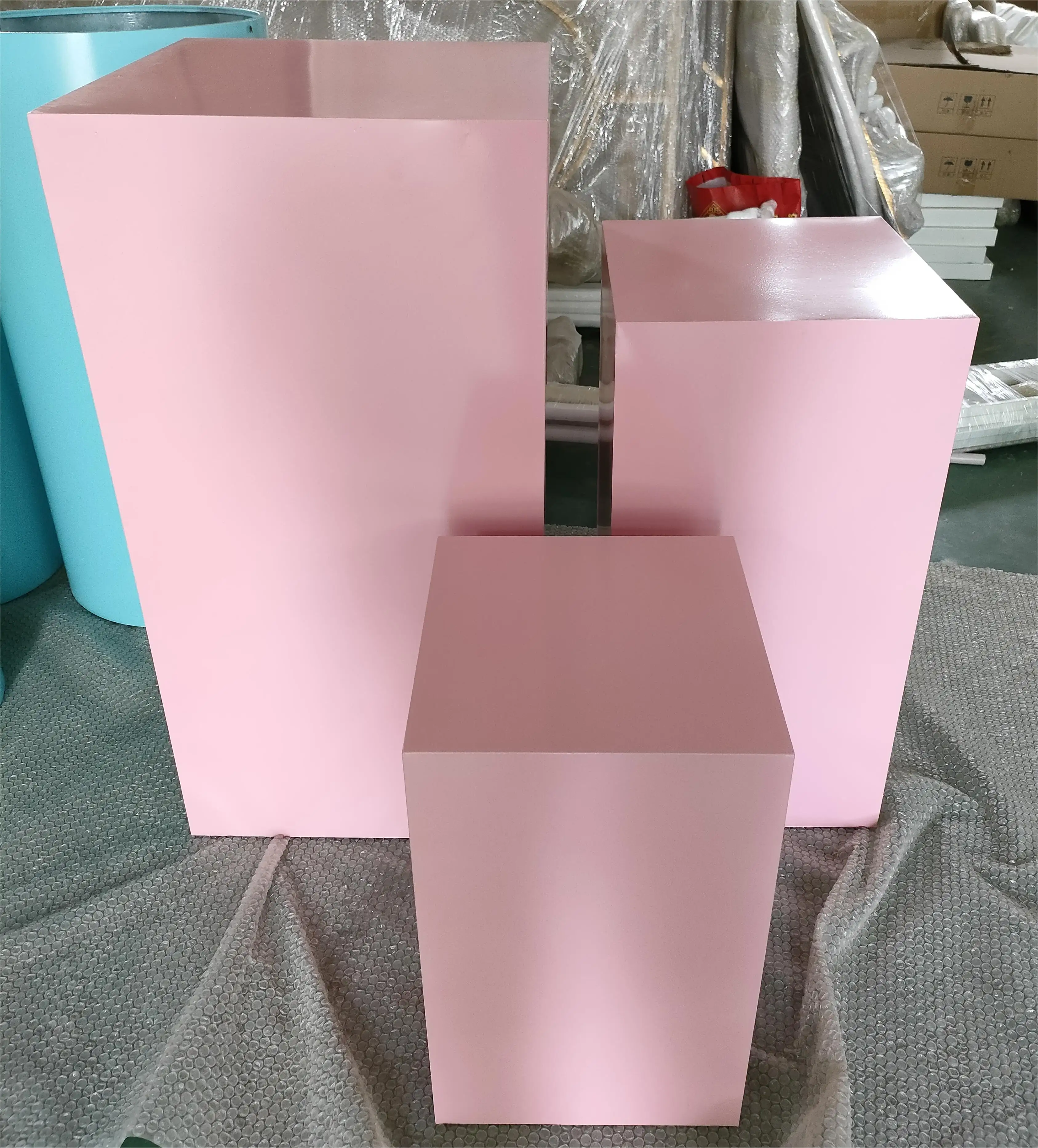 3-piece iron cuboid dessert counter for Wedding Party Decor