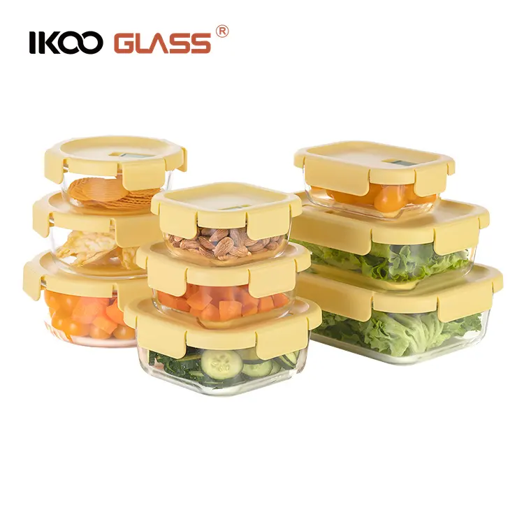 IKOO oven safe vacuum food storage container glass set with airtight lid