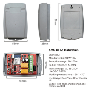 SMG-8112 Tuya WIFI Garage apriporta Smart Switch 2CH 433mhz universale con codice a scorrimento fisso ricevitore telecomandato - Product Image 6