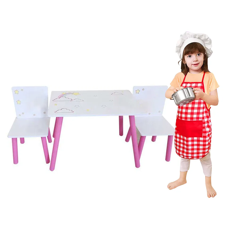 Mini mesa de brinquedo infantil, mesa de estudo com duas cadeiras para educação infantil pré-escolar