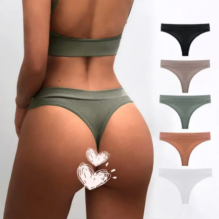 Ropa interior Sexy de nailon para mujer, Tanga multicolor de cintura baja, parte trasera en T, para gimnasio