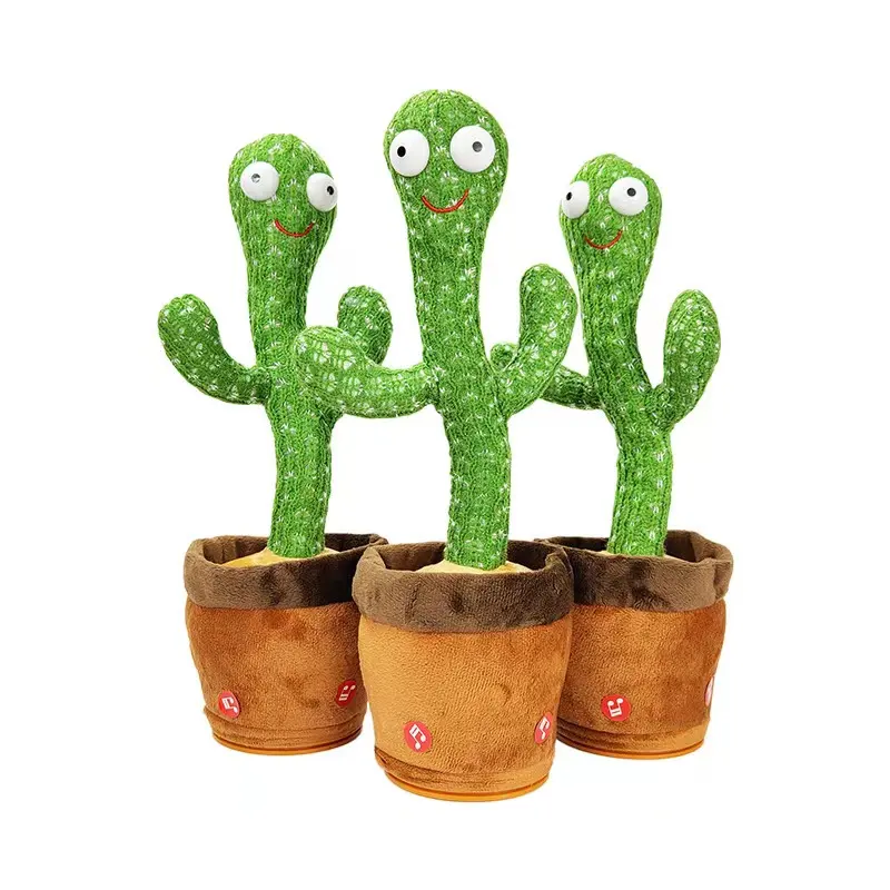 Muñeco de peluche con música y carga Usb para niños, juguete de felpa con diseño de Cactus bailando, canciones en inglés