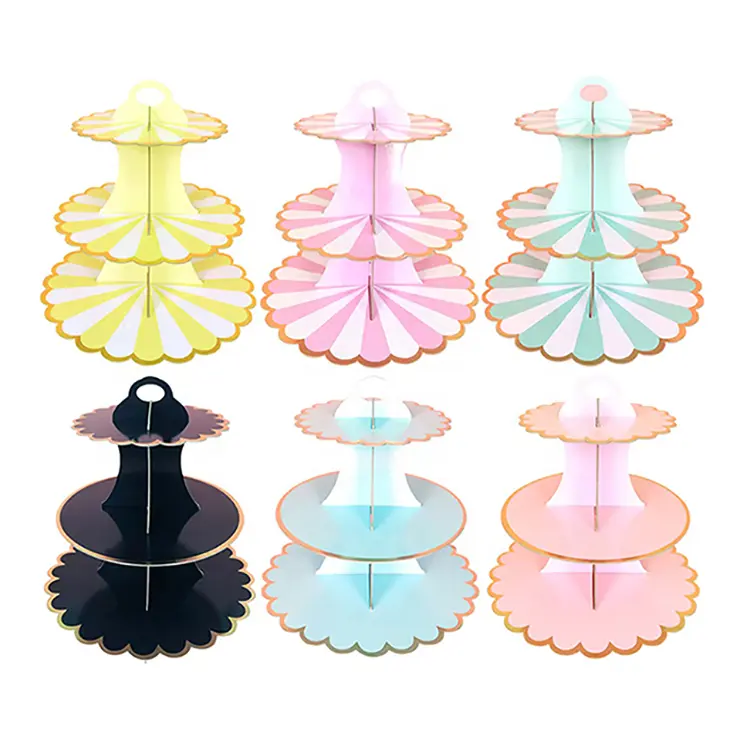 Hot Selling 3 Tier Paper Cupcake Stand para casamento Birthday Party Decoração Bolo Sobremesa Display Stands