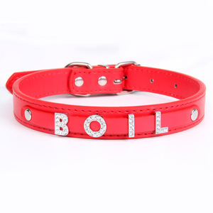 Einfaches Nylon-Haustier halsband mit leuchtenden Diamant buchstaben PU-Leder-Traktion sseil, gepolstert für Reise zubehör für Katzen und Hunde - Product Image 6
