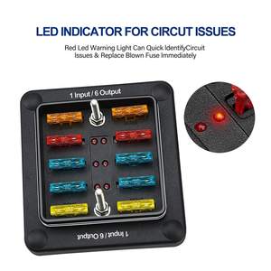 <strong>6</strong> Way Blade Fuse Box (<strong>1</strong> <strong>Input</strong>/<strong>6</strong> <strong>Output</strong>) - <strong>6</strong> Circuit Fuse Block Holder With LED Indicator - Product Image 2