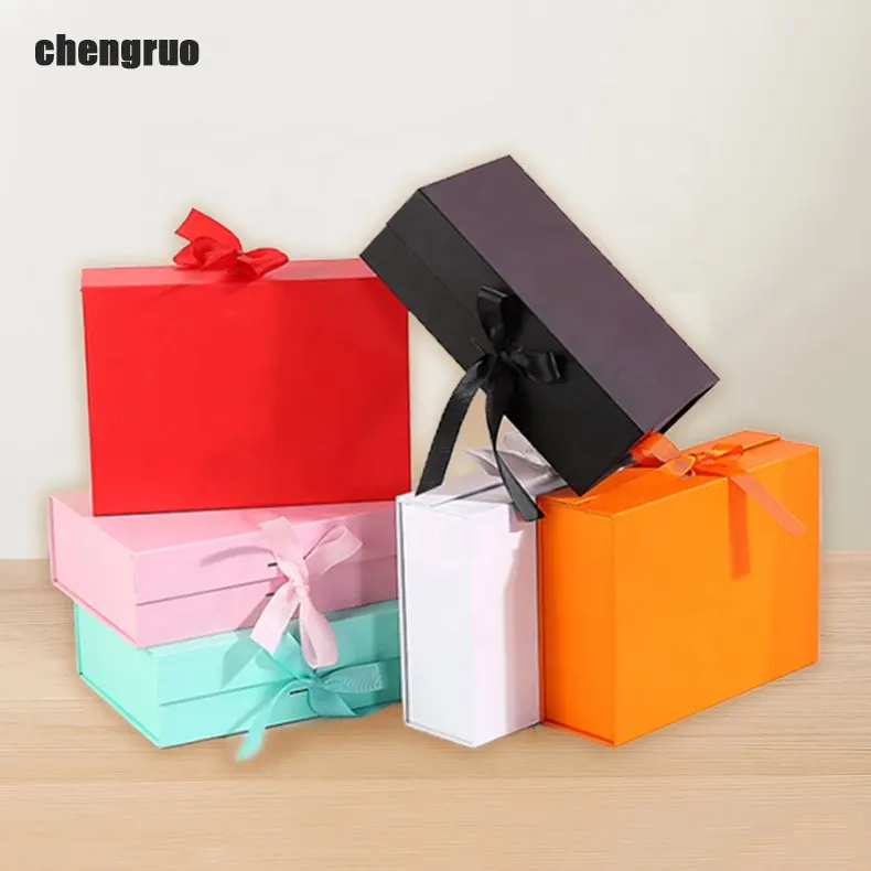 Mengchengruo — boîte à chaussures ODM pliable, présentoir Style livre, fermeture magnétique, boîte en papier-cadeau avec ruban, nouvelle collection