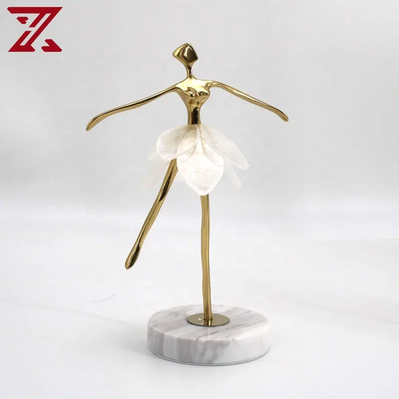 Decorative And Ornamental Metal Wholesale Hot Selling Dancer Statue Home Decor Ornaments Modern Metal Copper Luxury Home Accessories For Parties