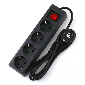 EU Standard German Type Power Strip <strong>3</strong>/<strong>4</strong>/5 Sockets in Row Flat <strong>Adapter</strong> Light Switch with Surge Protector Extension Cable - Product Image 5