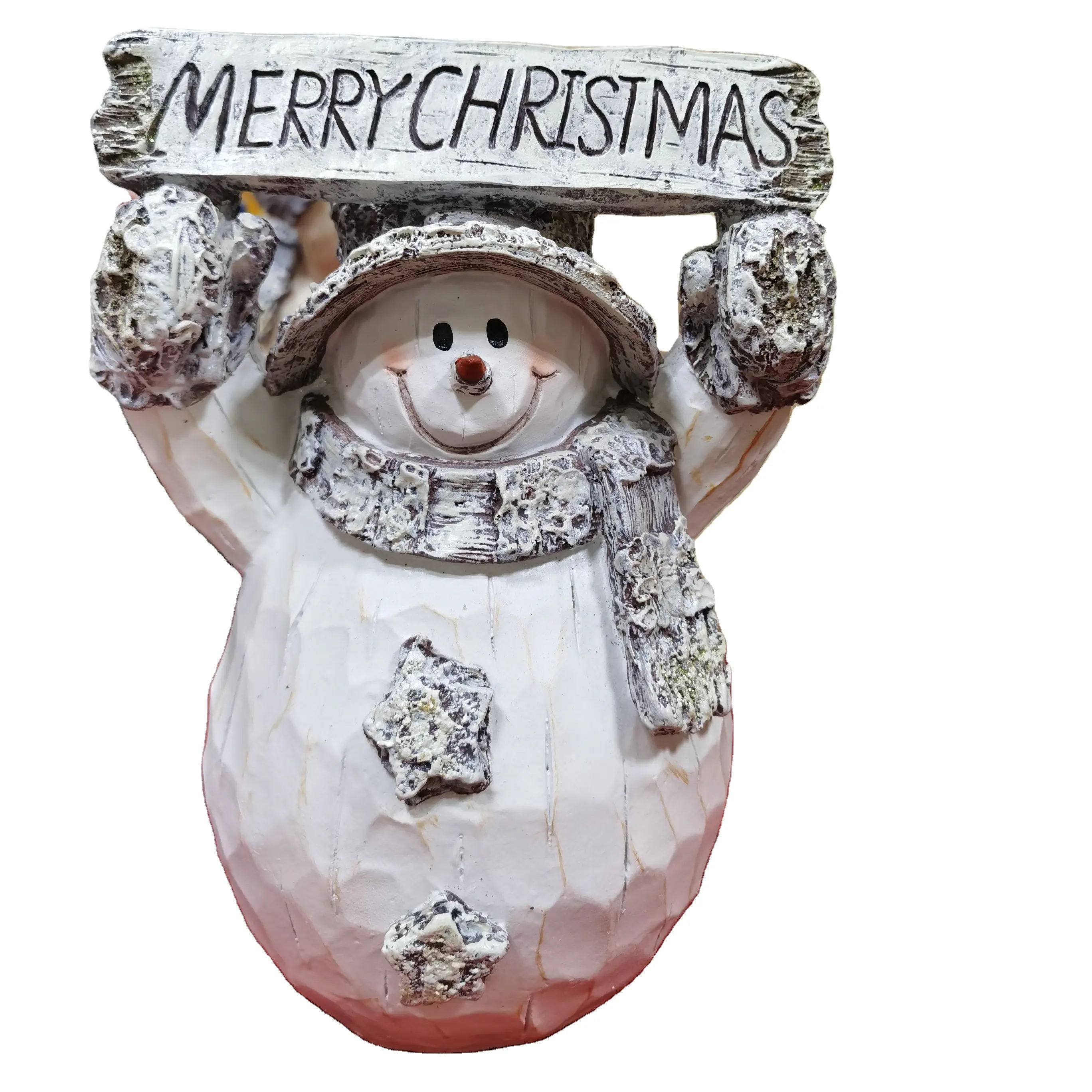 Resina Natal Bonitinho De Neve De Madeira Com Placa De Feliz Natal; Madeira Branca Natal Boneco De Neve Decoração Artesanato e presentes