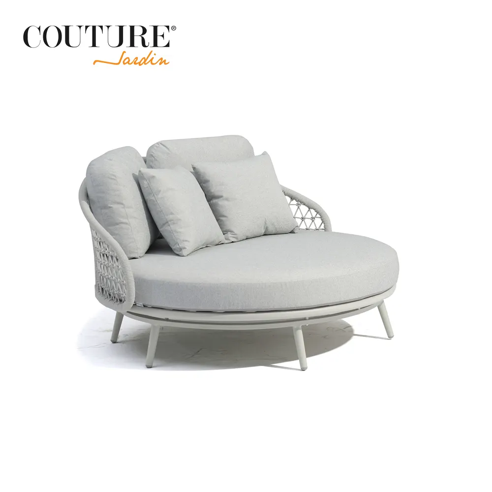 Couture Giường Sofa Tròn Hiện Đại Ngoài Trời Khách Sạn Thiết Kế Mới Giường Sofa Ngoài Trời Bằng Mây Kèm Một Nửa
