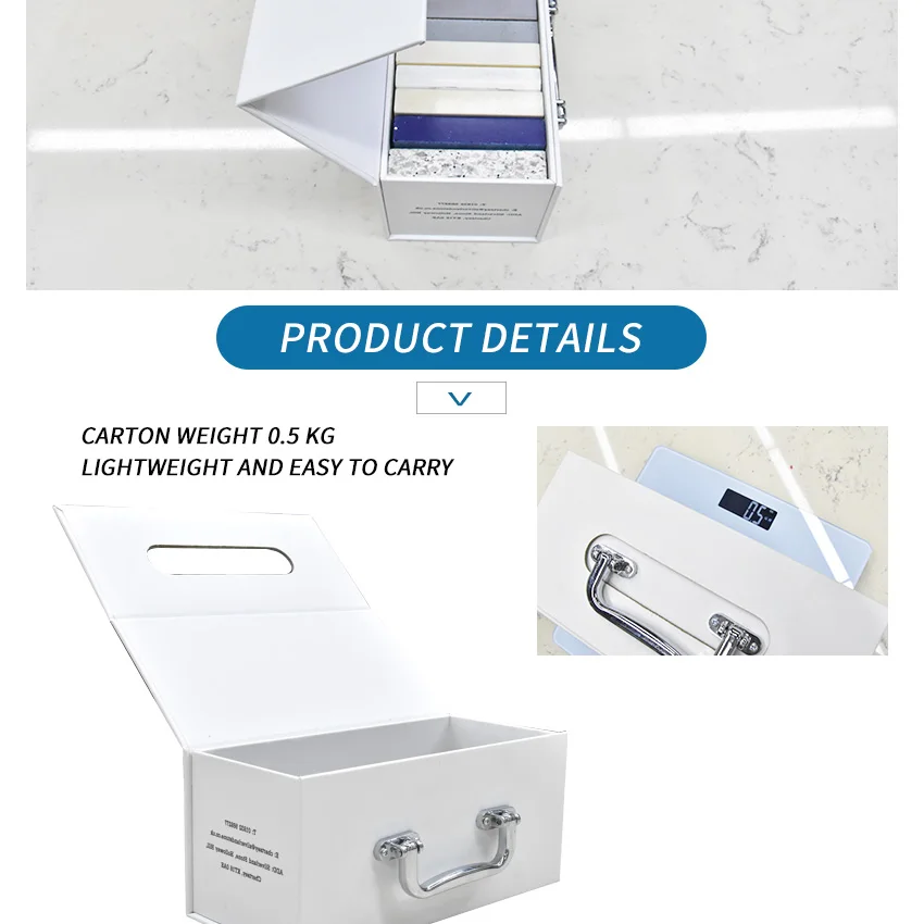 Factory Custom Foldable Sample Quartz Showcase Cardboard Folding Packaging Ceramic Tile Storage Paper Carton Magnetic Stone Box