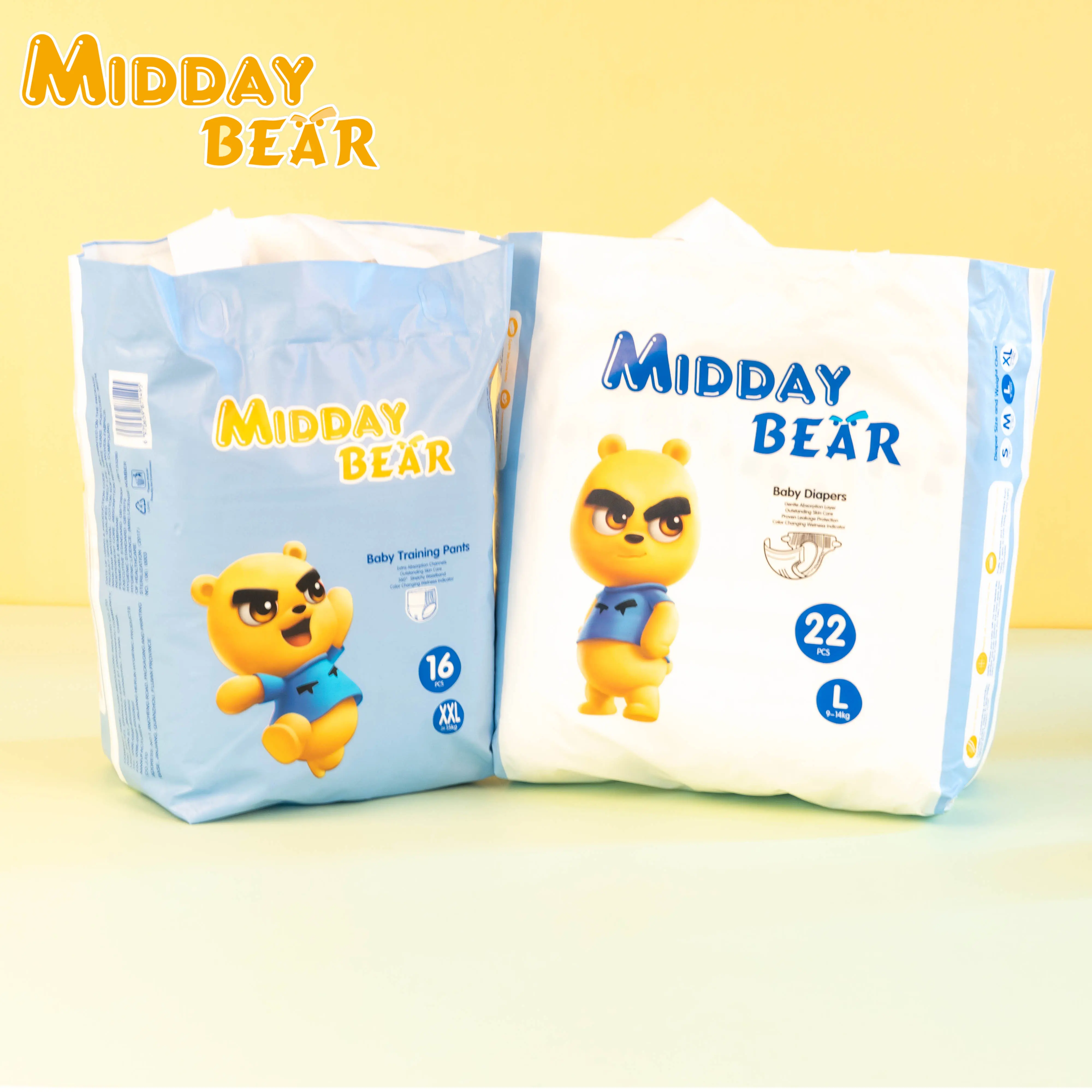 Midday Bear fábrica de pañales sofás dipers cuidado suave pañales coreanos para bebés daipers