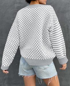 Maglione a maniche lunghe con scollo a V da donna corea autunnale alla moda maglia larga a righe Pullover top invernali