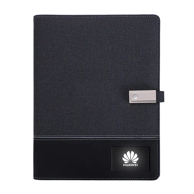 Notebook Diary Pengisi Daya Nirkabel dengan Powerbank USB Flash Drive A5 Laptop Perencana Digital untuk Kantor Bisnis