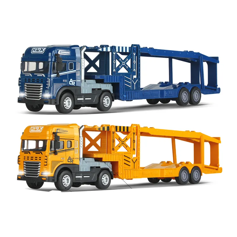 QS Shantou lega attrito doppio ponte trasportatore bambini migliori giocattoli regalo pressofuso veicolo ruota libera suono luce camion modello di auto