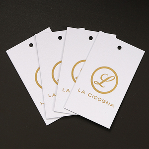 Tùy Chỉnh Vàng Lá Logo May Đơn Giản <span class=keywords><strong>Hang</strong></span>-Thẻ Dập Nóng In Quần Áo <span class=keywords><strong>Tag</strong></span> Cho Ăn Mặc - Product Image 1