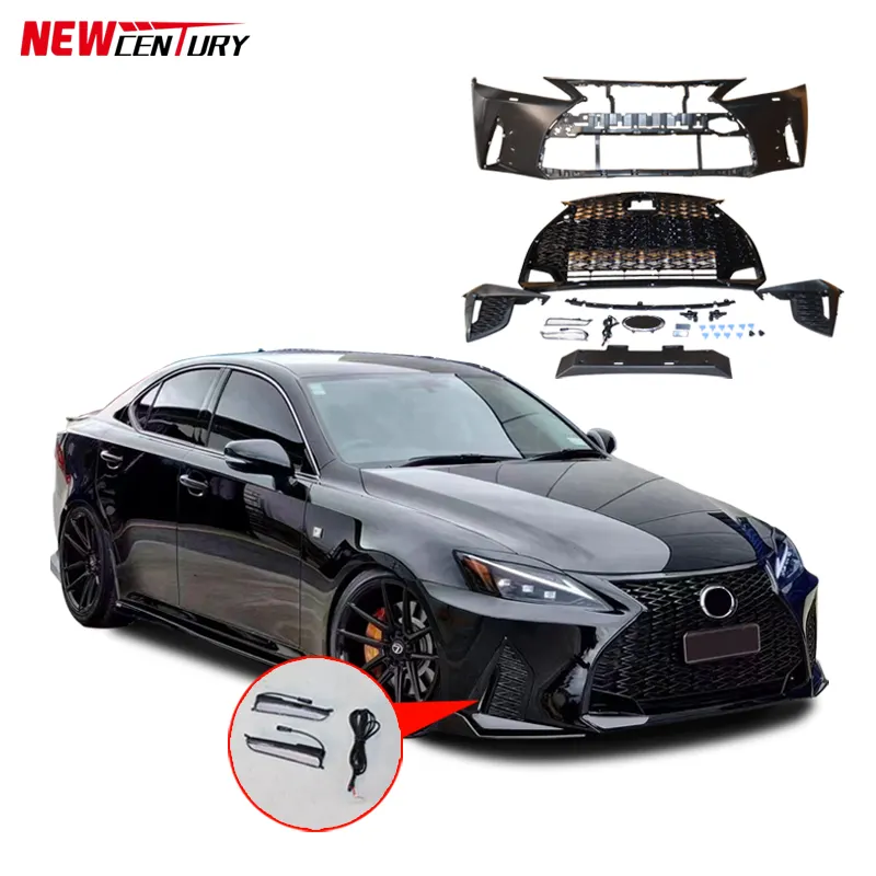 For 2006-2012 Lexus IS sedan/sports car to 2021 ISF style PP material front bumper Daytime running light style 1:1 upgrade