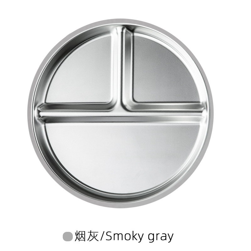 Plaque ronde en acier inoxydable avec base d'aspiration gris fumé