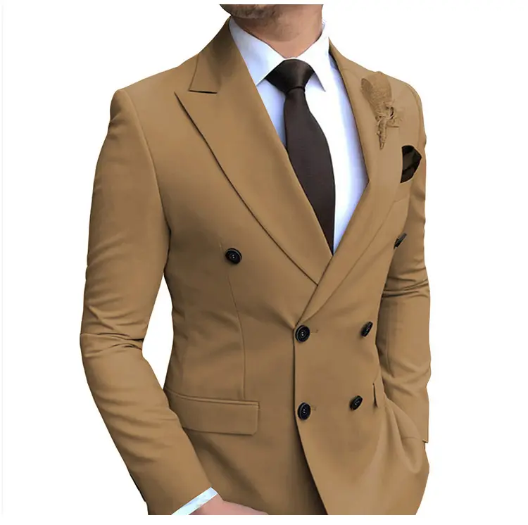 2 parça erkek takım elbise moda ince iş ofis erkekler düğün takım elbise Blazer + pantolon + kravat