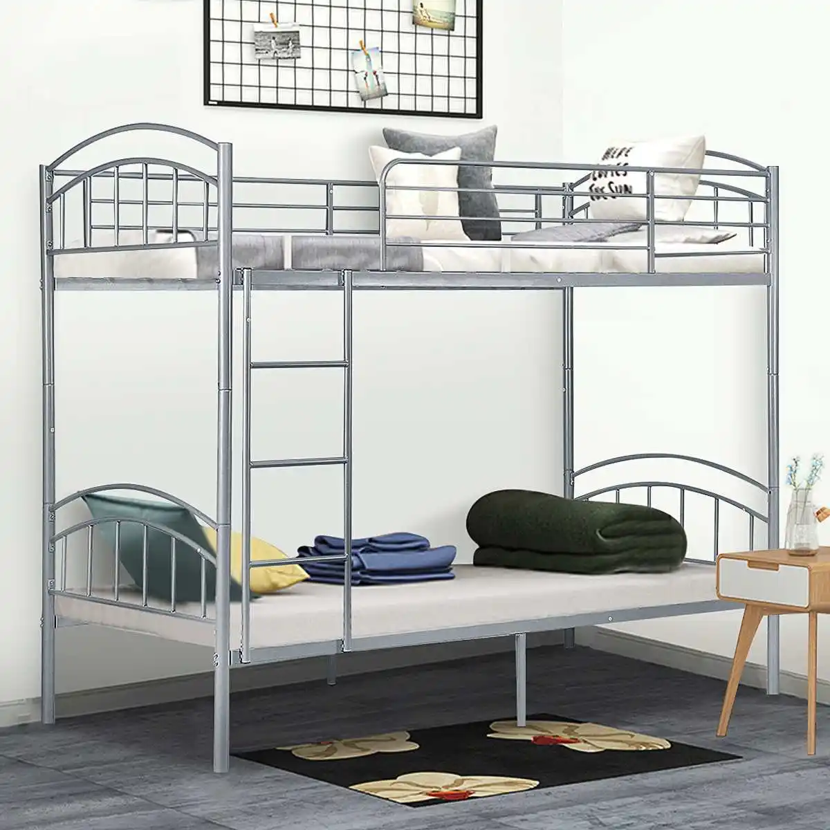 Litera con marco de metal para dormitorio de adultos, litera de hierro, cama doble de acero